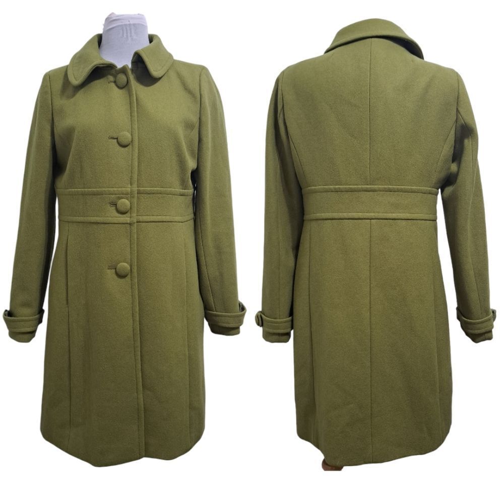 J. Crew Factory Olive Green Wool Blend Pea Coat - Picture 3 of 13